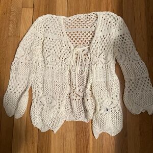 SHEIN Cream Crochet Cardigan